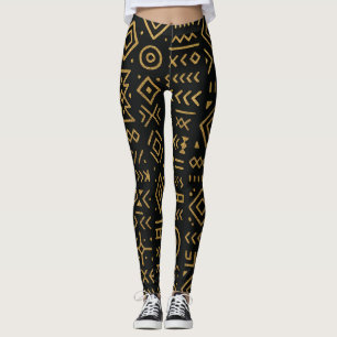 Afro-Luxe Gold Tribal Leggings