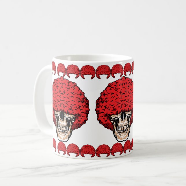 Afro-Man's Skull: Abundant Curly Red Hair Coffee Mug (Front Left)
