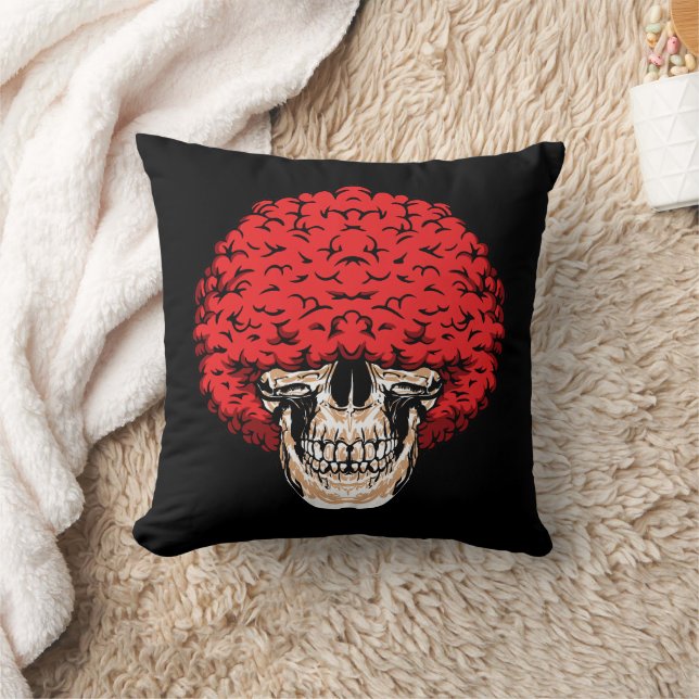 Afro-Man's Skull: Abundant Curly Red Hair Cushion (Blanket)