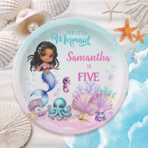 Afro mermaid Birthday Party - Under the Sea Splish Paper Plate