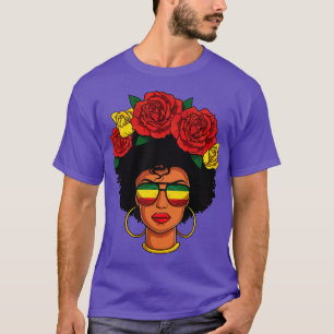Afro Natural Black Hair Flower Melanin Queen T-Shirt