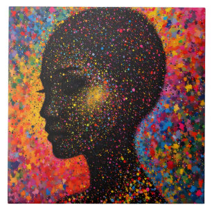 Afro Nebula Whisper – Black History Celebration Ceramic Tile