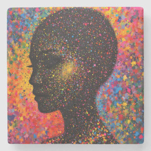 Afro Nebula Whisper – Black History Celebration Stone Coaster