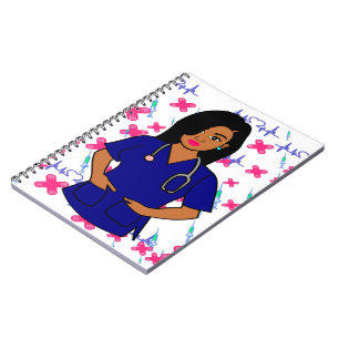 Afro Nurse Caregiver Registered Nurse Woman Notebook