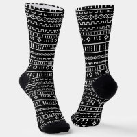 Afro Pop Black And White Modern Mudcloth Socks