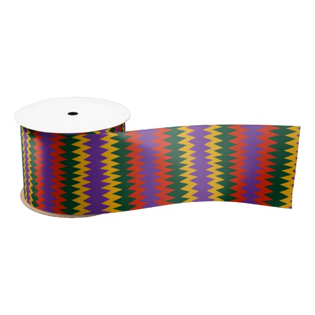 Afro Pop Colourful Chevron Design  Satin Ribbon (Spool)