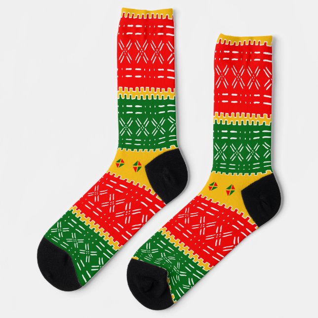 Afro Pop Colourful Mudcloth Designer Print Socks (Left)