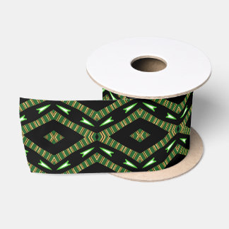 Afro Pop Kente Green Satin Ribbon