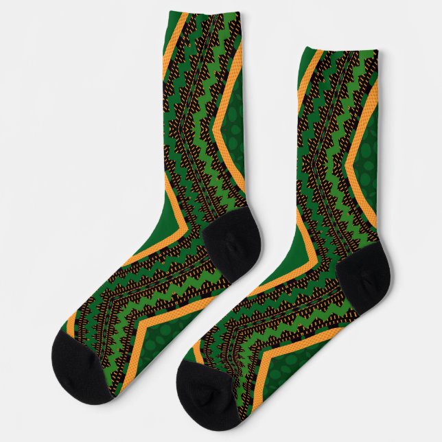Afro Pop Kente Green Socks (Left)