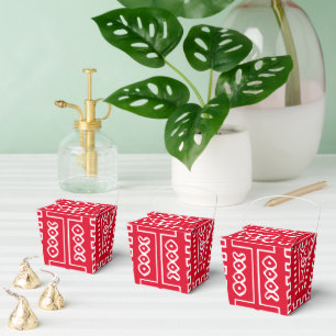 Afro Pop Red And White Modern Mud Cloth Design Favour Box