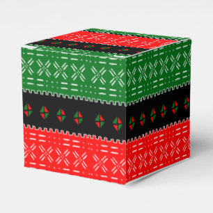 Afro Pop Red Black and Green Modern Mudcloth Favour Box