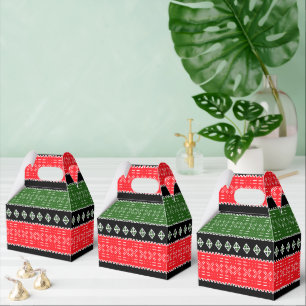Afro Pop Red Black Anf Green Mudcloth Print Favour Box