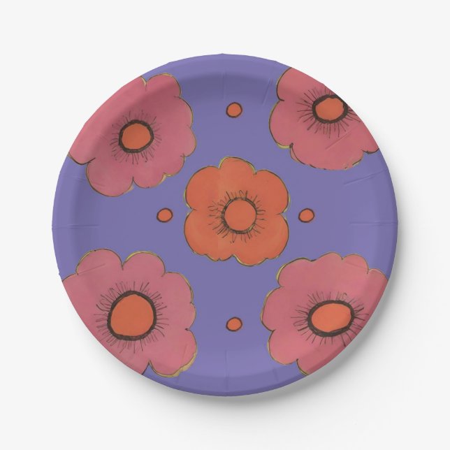 Afro Poppies Paper Plate (Front)