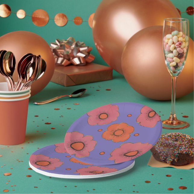 Afro Poppies Paper Plate (Multi)