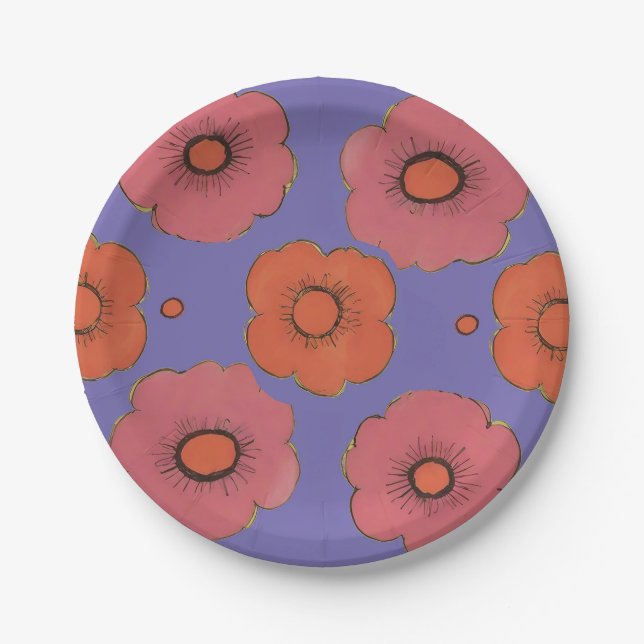 Afro Poppies Paper Plate (Front)