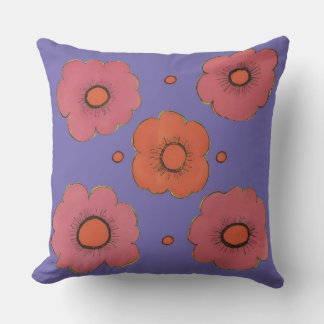 Afro Poppies Square Throw Pillow