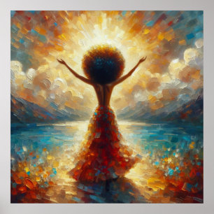 Afro Praise Goddess Divine Beauty Oil Painting Poster