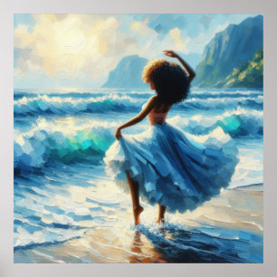 Afro Praise Goddess Divine Beauty Oil Painting Poster