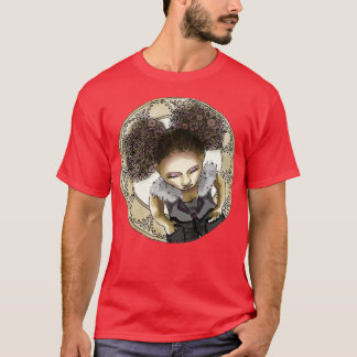 Afro Puff from above with Mucha Border Golden Vers T-Shirt