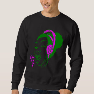 Afro puff girl singing for teens and women sweatshirt