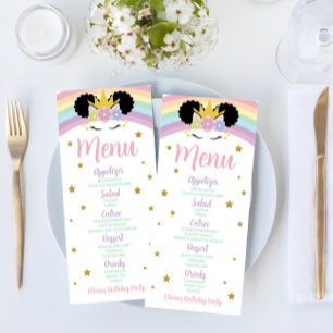 Afro Puff Unicorn Rainbow Birthday Party Food Menu