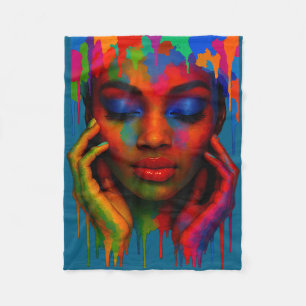 Afro queen black pride girls women paint art fleece blanket