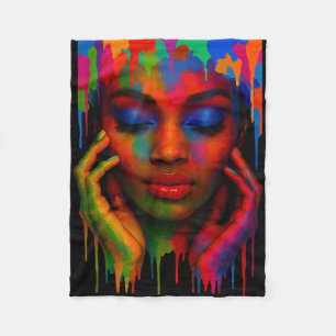 Afro queen black pride girls women paint art fleece blanket