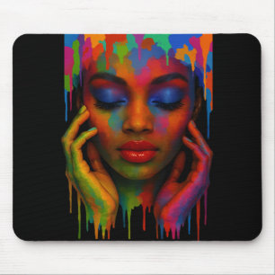 Afro Queen Black Pride Girls Women Paint Art Junet Mouse Pad