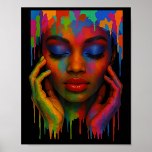 Afro Queen Black Pride Girls Women Paint Art Junet Poster