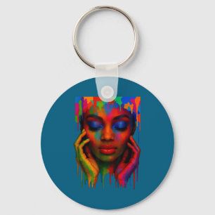 Afro queen black pride girls women paint art key ring