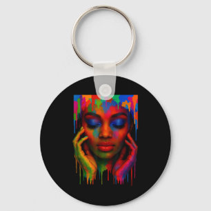 Afro queen black pride girls women paint art key ring