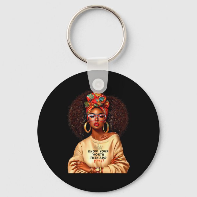 Afro Queen Black Woman African Melanin Black Histo Key Ring (Front)