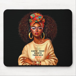 Afro Queen Black Woman African Melanin Black Histo Mouse Pad