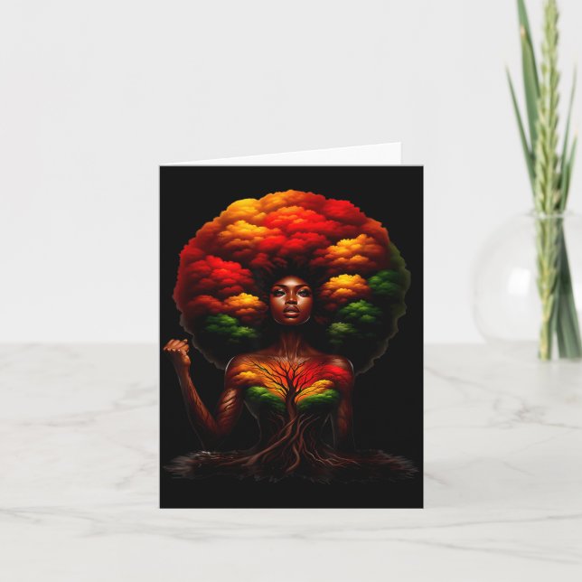Afro Queen Black Woman African Roots Melanin Black Card (Front)
