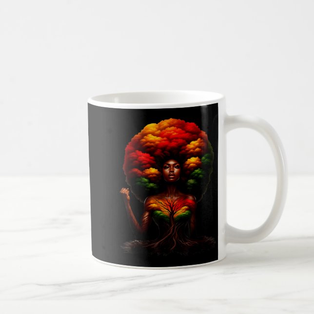 Afro Queen Black Woman African Roots Melanin Black Coffee Mug (Right)