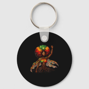 Afro Queen Black Woman African Roots Melanin Black Key Ring