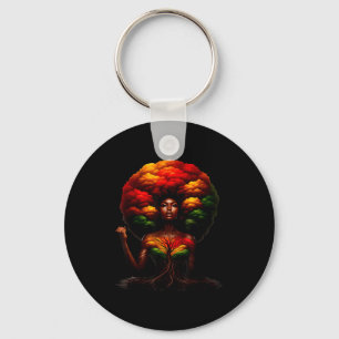 Afro Queen Black Woman African Roots Melanin Black Key Ring