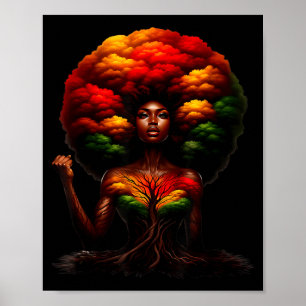 Afro Queen Black Woman African Roots Melanin Black Poster