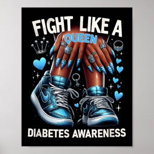 Afro Queen Black Women Fight Like A Queen Diabetes Poster