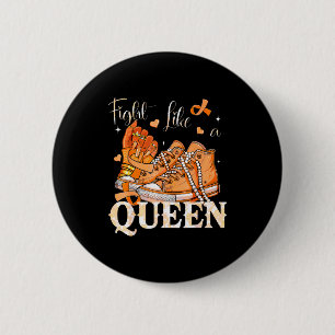 Afro Queen Multiple Sclerosis Survivor Orange Ribb 6 Cm Round Badge