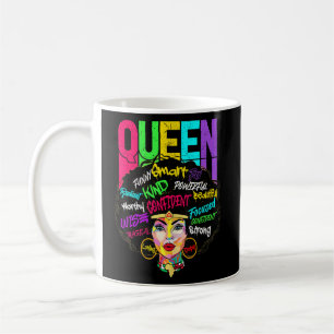 Afro Queen Smart Strong Black Woman Melanin Black Coffee Mug