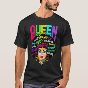 Afro Queen Smart Strong Black Woman Melanin Black T-Shirt