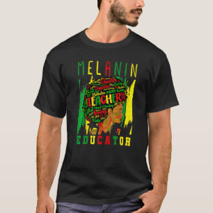 Afro Retro Black History Month   Black Woman Teach T-Shirt