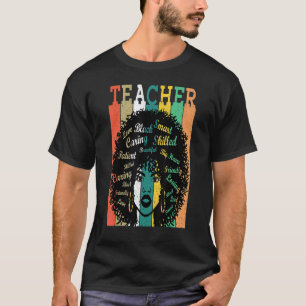 Afro Retro Black History Month   Black Woman Teach T-Shirt