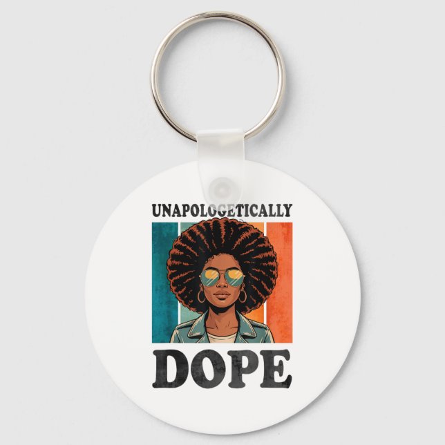 Afro Retro Culture Statement Unapologetically  Key Ring (Front)