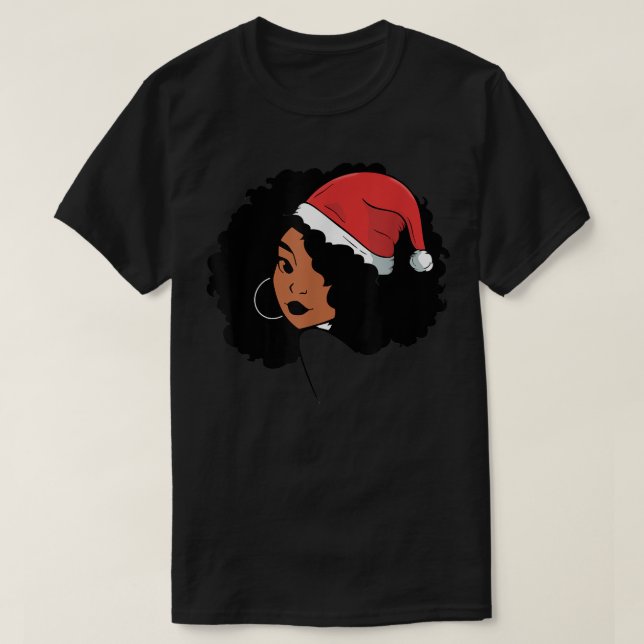 Afro Santa African American Black Womens Melanin C T-Shirt (Design Front)