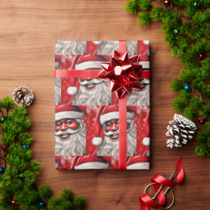 Afro,Santa,Black Santa,Christmas,African American Wrapping Paper