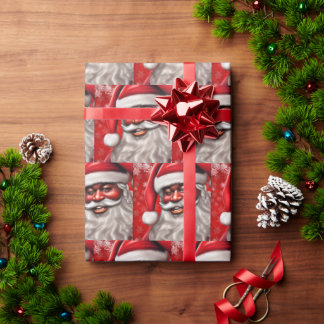 Afro,Santa,Black Santa,Christmas,African American Wrapping Paper