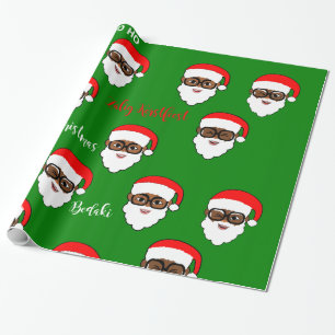 Afro Santa Christmas Black Santa Melanin Wrapping Paper