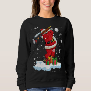 Afro Santa Playing Golf Xmas Black Afro Golf Playe Sweatshirt